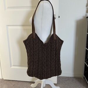 EUC Chocolate Brown Cable Knit Tote Bag